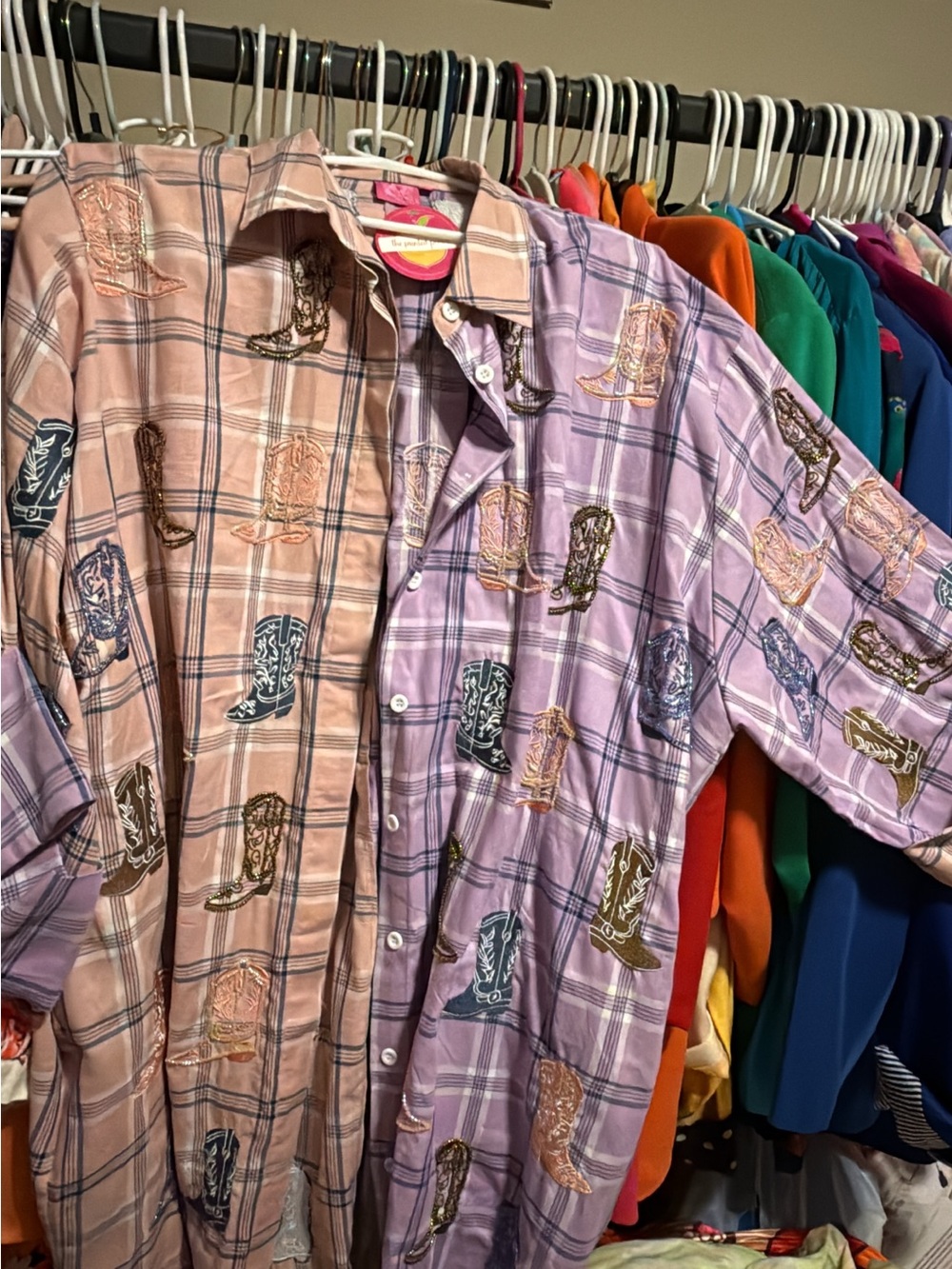 QUEEN OF SPARKLES Pink & Lavender Plaid Button-Down Shirt